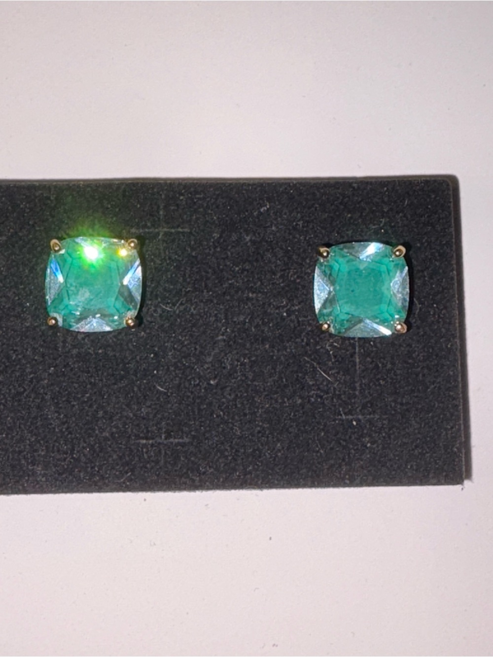 kate spade Green Cushion Crystal Stud Earrings